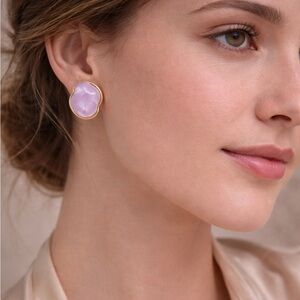 Lilac Gemstone Gold Earrings